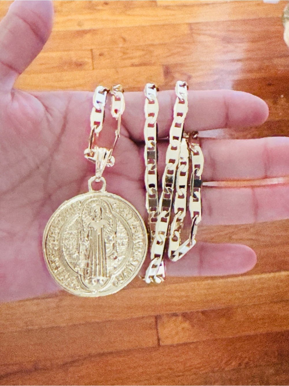 14K Gold Plated Saint Benedict men’s Necklace.